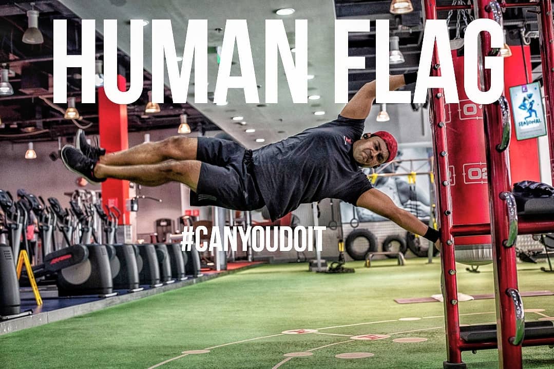Dubai Fitness First Human Flag by Platinum Personal Fitness Trainer Abhinav Malhotra Get Fit Now