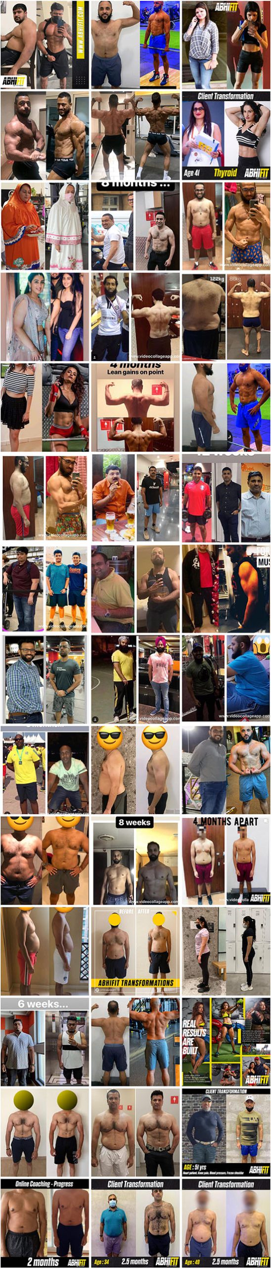 Best Personal Trainers Nutritionists Lifestyle Coaches in Dubai UAE - Client Transformations - Abhinav Malhotra Founder Team AbhiFit